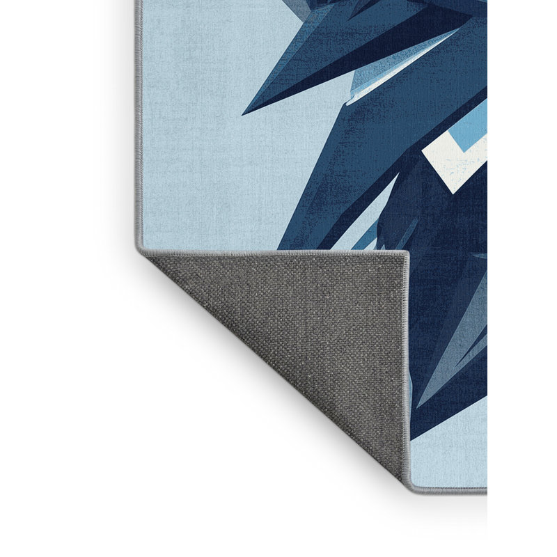 Tapis doux et moelleux à motif géométrique moderne et contemporain en bleu Dykstra Tengu - reliure bleu ciel, 2 x 5