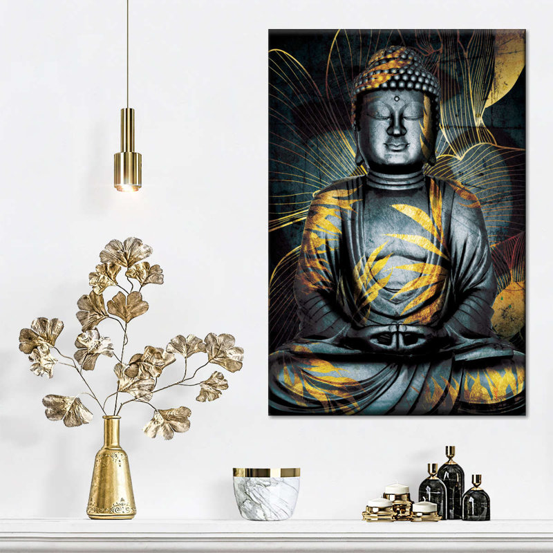 Bouddha gris texturé, H 48 po x l 32 po x P 1,25 po