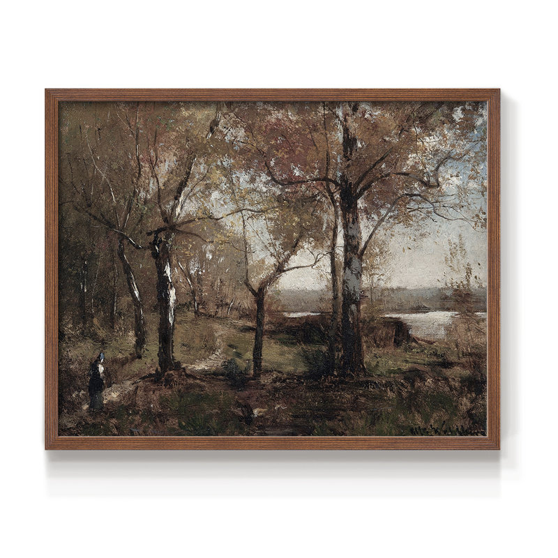 Paysages rétro-CLXII - impression encadrée - réaménageable, H 11 po x l 14 po, Noyer