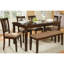 Table de style transitionnel en placage de chêne, finition transitionnelle pour salle à manger, placage, 6 pièces