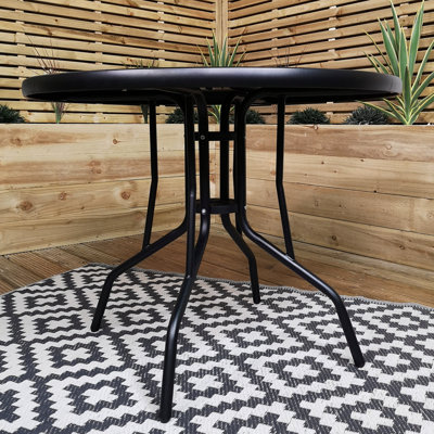 Synnove Glass Outdoor with Umbrella Hole Dining Table - 90 cm W 90 cm D