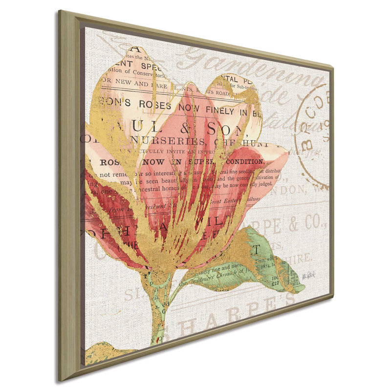 «Bookshelf Botanical III», impression, H 21,5 po x l 21,5 po x P 2 po, Cadre flottant champagne