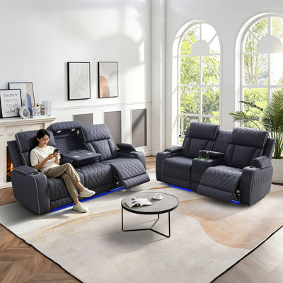 Nuvola Sofa And Loveseat Power Recliner Set