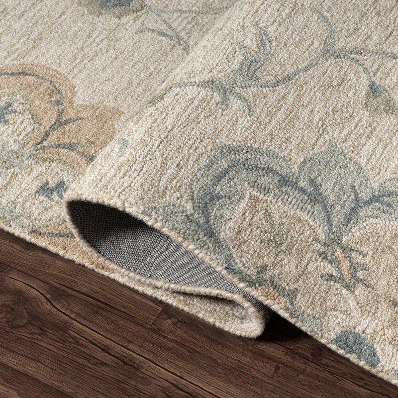 Tapis décoratif en laine naturel fabriqué à la main Munz, Rectangulaire 2 pi x 3 pi