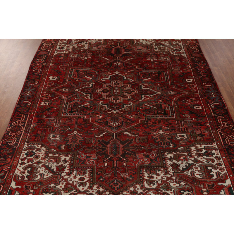 Tapis traditionnel rétro en laine rouge 8 x 11