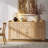 63" W Farmhouse Oak Finish Sideboard Buffet Cabinet With 3 Drawers And 4 Doors