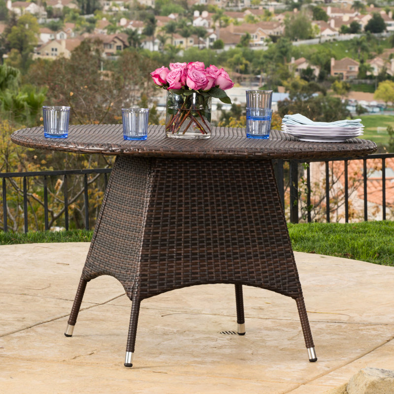 Table de salle à manger pour l'extérieur pour patio, 48 po x 48 po x 28,25 po, brun, en fer et en fer, table tendance, l 48 po x P 48 po, H 28,25 po