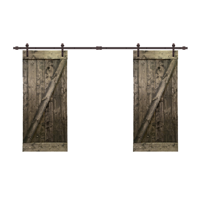 Porte de grange à panneaux et en métal avec trousse de quincaillerie d'installation, 24 po x 84 po, Espresso