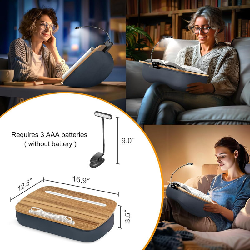 Reading Book Pillow Stand with 3-Colour Adjustable Light