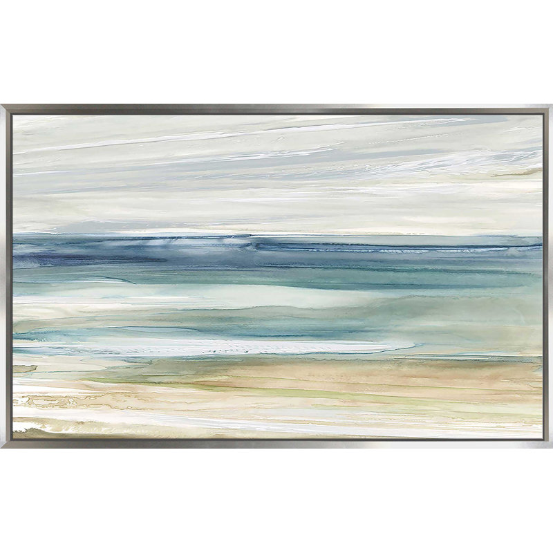 «Ocean Breeze» par Carol Robinson - Peinture, H 39,5 po x l 63,5 po x P 2 po, Cadre flottant argent