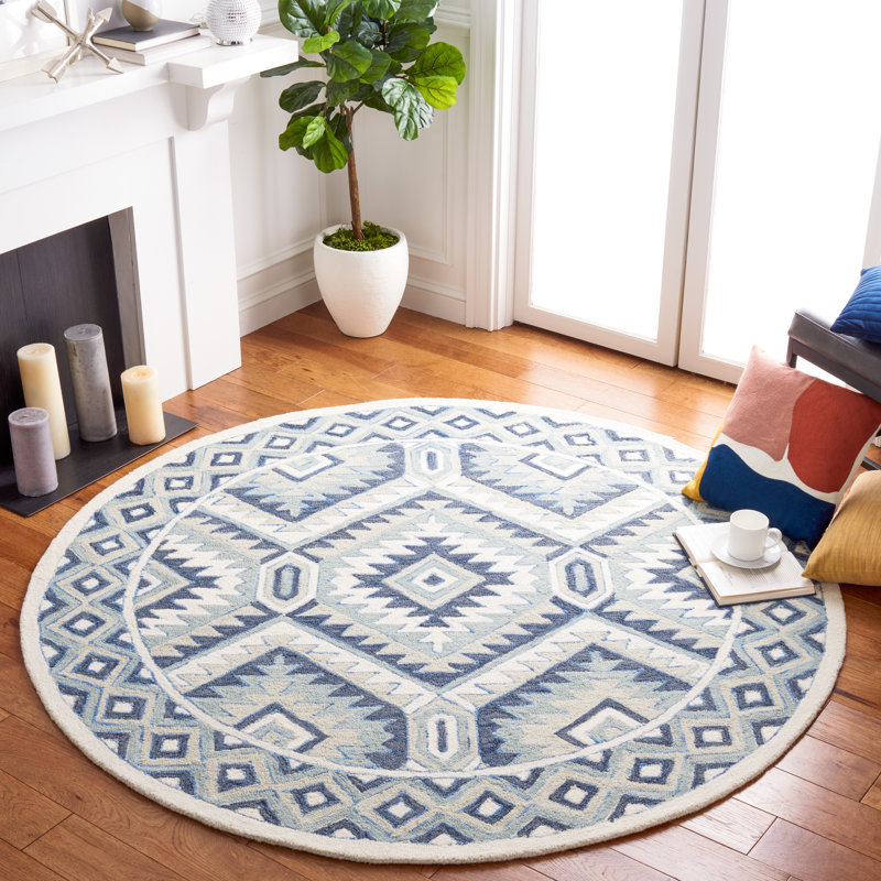 Neher Metro Hand Tufted Wool And Cotton With Latex Geometric Rug, Round 6'