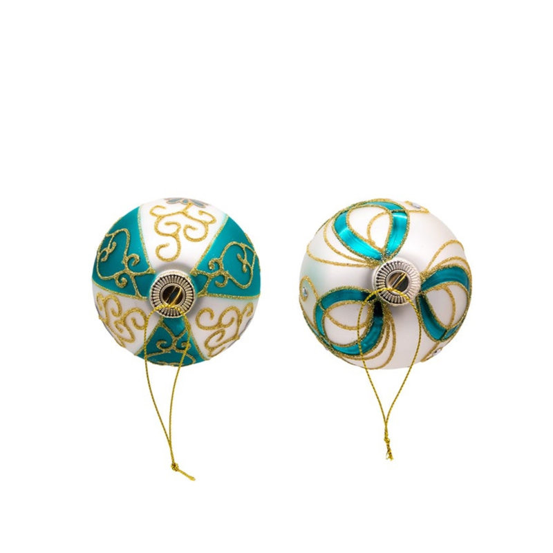 Elegant Gold and Teal Glass Ball Ornament Set