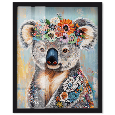 Flower Child Koala Shadowbox Print Zoo Art by Art Remedy