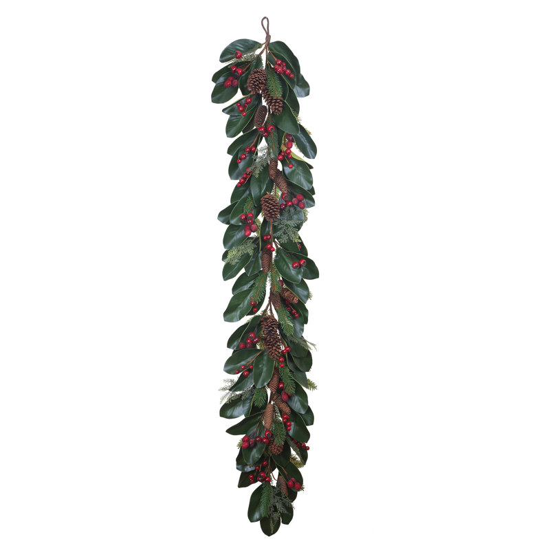 Christmas Magnolia With Berry Cone Garland