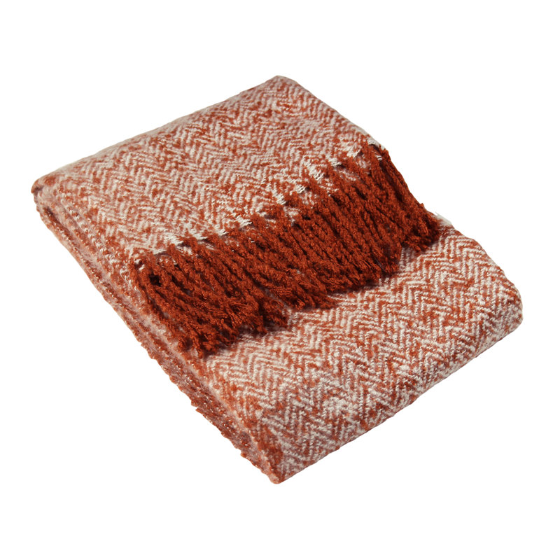 Hand Woven Throw Blanket, Rust