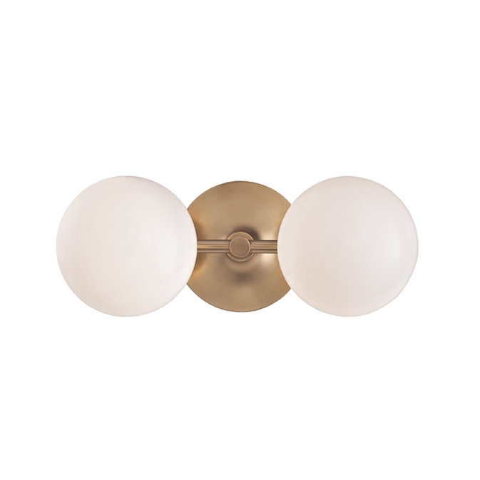 Fleming 2 Light Vanity Light, Aged Brass