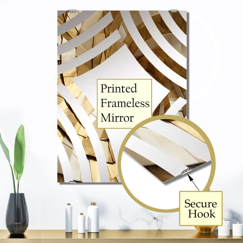 Modern Gold White Marble Spiral Wall Mirror, Abstract Spirals - Modern Gold And White Marble Spiral I, 32" x 24"