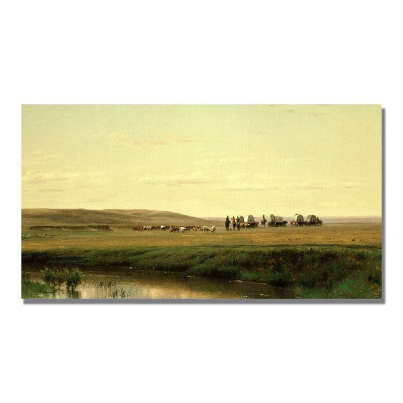 « a wagon training on the plain », reproduction de photo sur toile enroulée, H 16 po x l 24 po x P 2 po