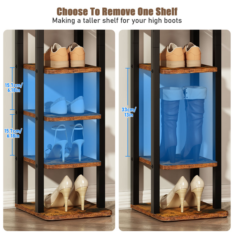 30 Pair Shoe Storage Cabinet, 136cm H x 30cm W x 30cm D, Brown