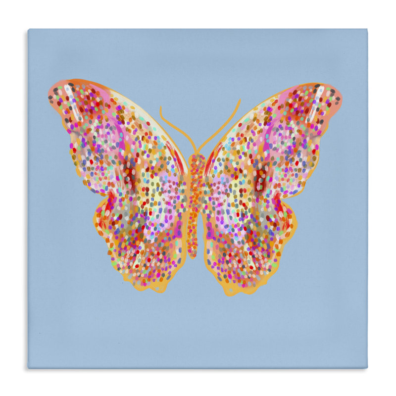 Toile papillon mouchetée brillante, design par Ashley Singleton, H 24 po x l 24 po