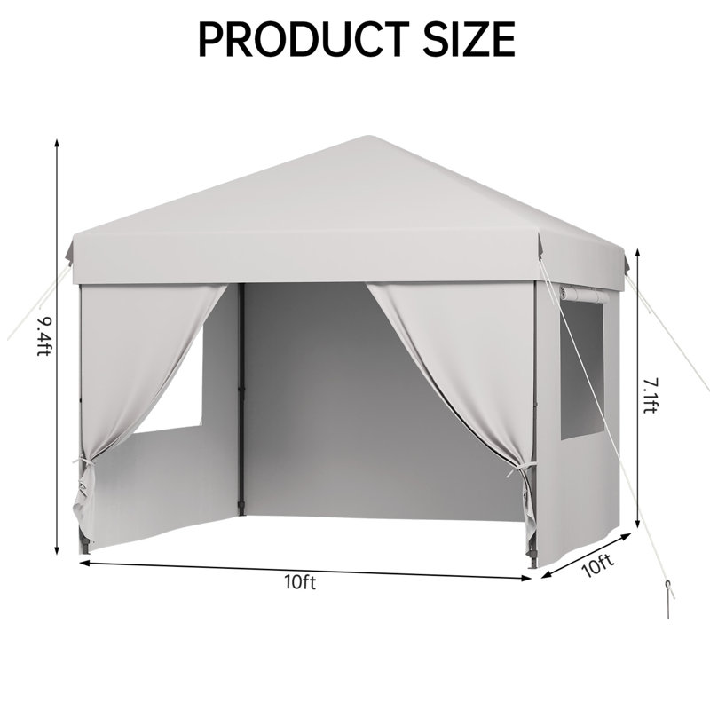 Abri instantané de tente d'auvent 10 x 10 x 10, cadre de qualité commerciale robuste, Beige