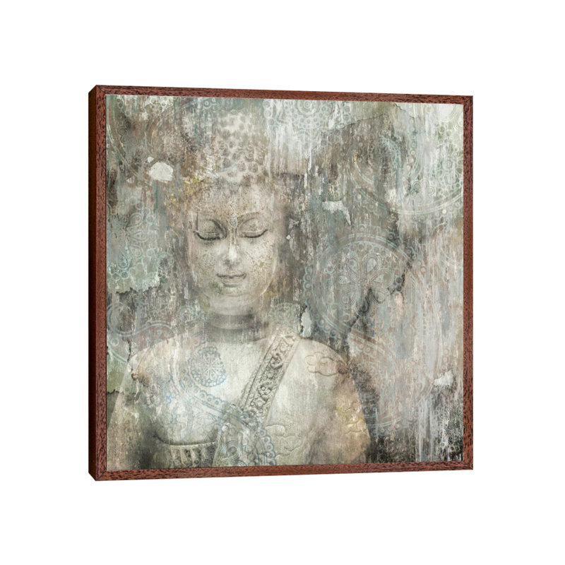 Buddha by Edward Selkirk - Floater Frame Print on Canvas, 93.98 cm H x 93.98 cm W, Brown Framed