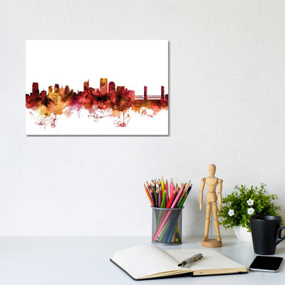 Sacramento, California Skyline by Michael Tompsett - 1 Piece Wrapped Canvas Wall Art