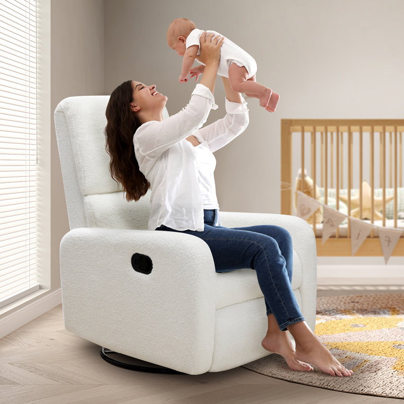 Fauteuil inclinable pivotant avec fauteuil à bascule et fauteuil de massage, Ourson blanc