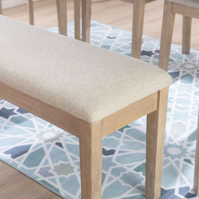 Banc rembourré en bois massif Eickhoff, Naturel / Beige