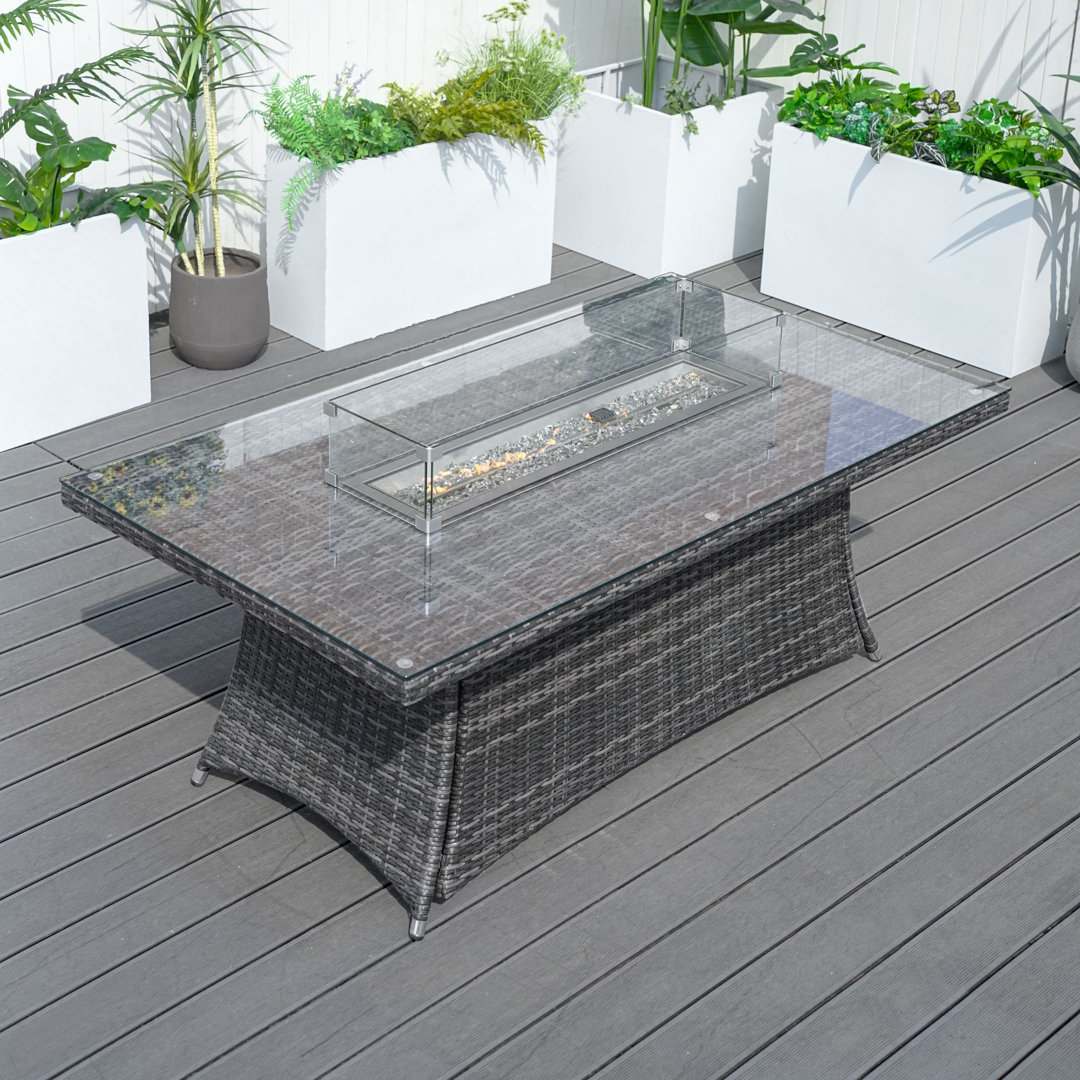 Rectangle Aluminium Propane Smokeless Fire Pit Table with Hidden Fuel Tank