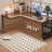 Nut-brown + Black L-Shaped Solid Wood desk-393274140