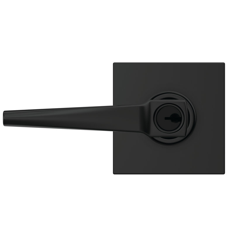 Eller Keyed Entry Lever with Collins Trim, Matte Black, Keyed Alike