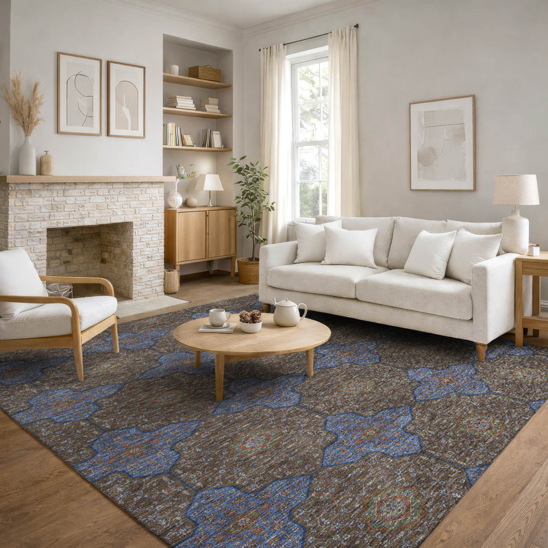 Premium Machine Washable Mayfield AMF2410 Oriental Rug, Chocolate, 9' x 12'