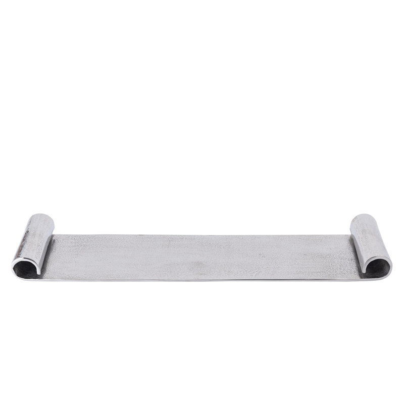 Plateau à volutes en aluminium, L 28 po x P 5 po x H 2 po, Argent argent