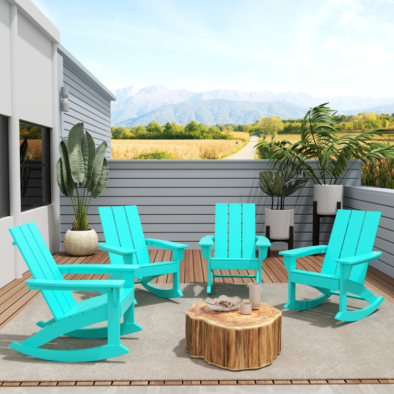 Chaise berçante d'extérieur en plastique Joubert, Turquoise