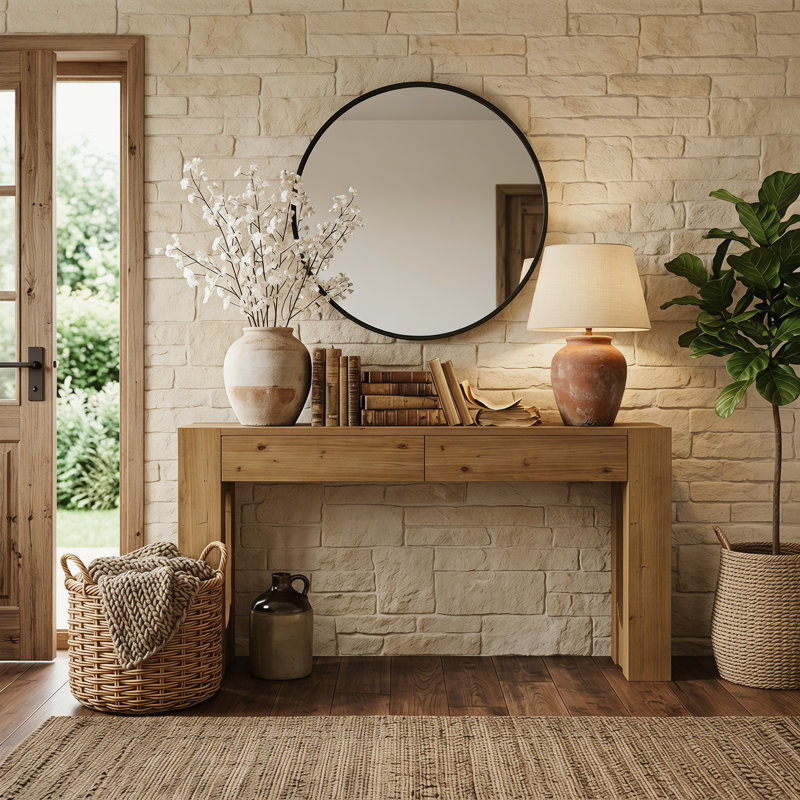 63-inch Solid Wood Console Table With 2 Drawers，Drawer Entryway & Living Room Decor