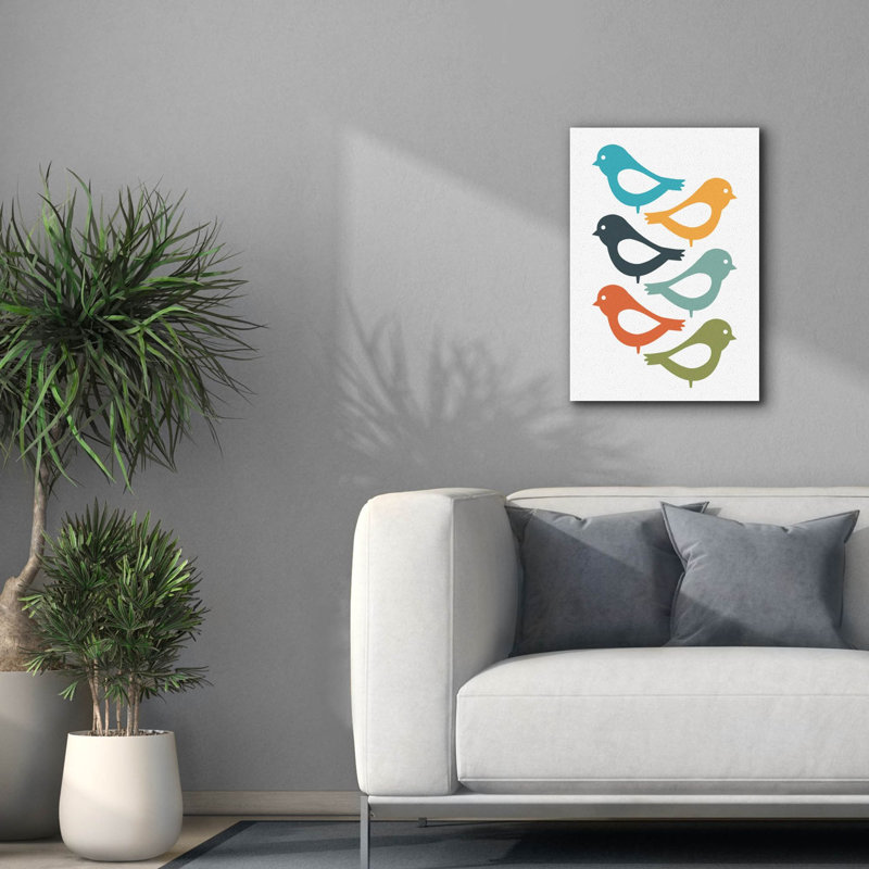 'Playful Birds' by Ayse, Canvas Wall Art, 26" H x 18" W x 0.75" D