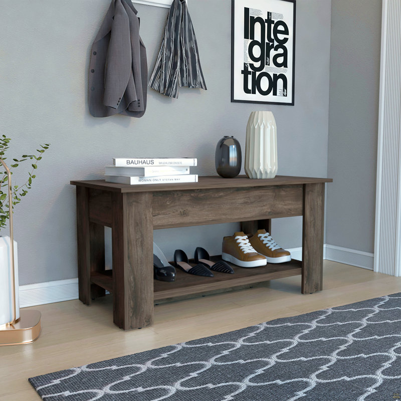 Karmen 1-Shelf Lid Top Storage Table Dark Brown, Brown