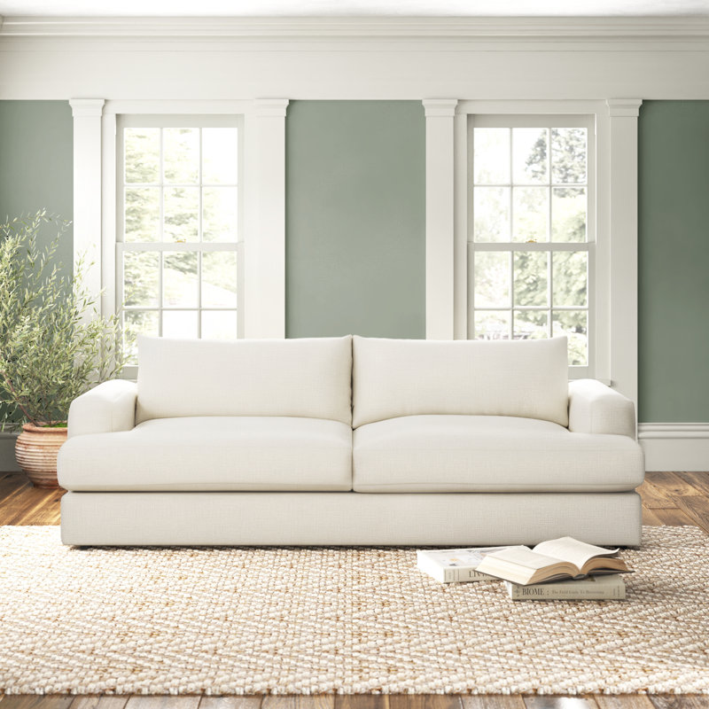 Cayden Upholstered 96'' Sofa, Conversation Pearl Basketweave