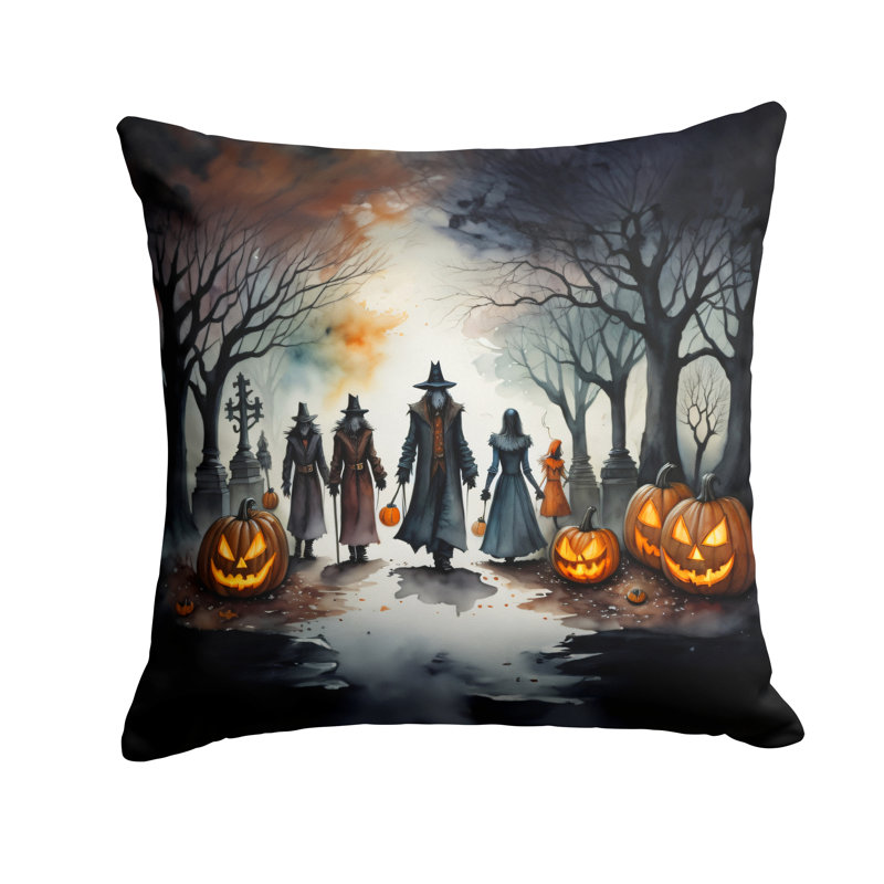 Coussin décoratif intérieur / extérieur en polyester More / Spooky More Spooky Halloween, 14 po x 14 po