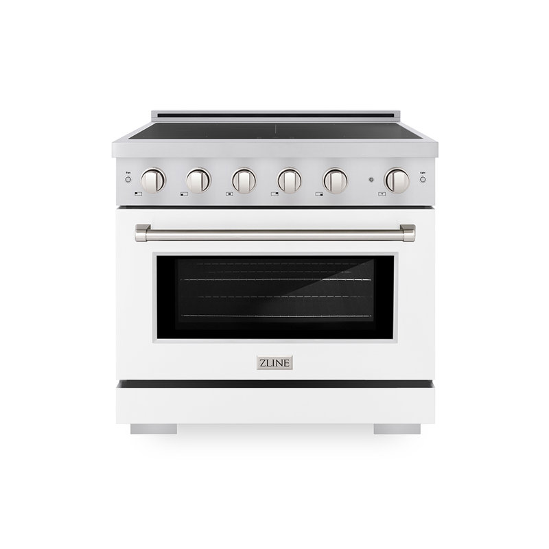 ZLINE 36 in. Paramount Induction Range with 5 Element Cooktop & Electric Oven w/ White Matte Door, White Matte