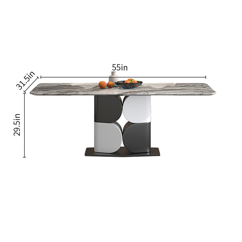 Brown Luxury Marble Rectangular Dining Tables, 29.5"H x 55"L x 31.5"W