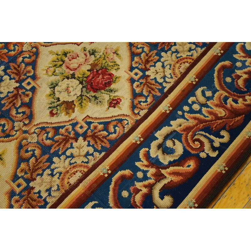 Room Size Colorful Jewel Tone European Floral Pattern Victorian English Needlepoint  Rug