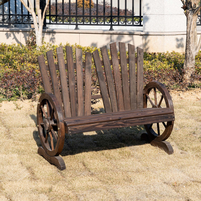 Outsunny 2 Seater Adirondack Garden Bench Comfortable Carbonized Colour