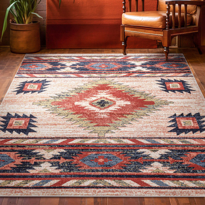 Lorelee Moroccan Southwestern Beige Rust Area Rug, Rectangle 7'10" x 9'10"