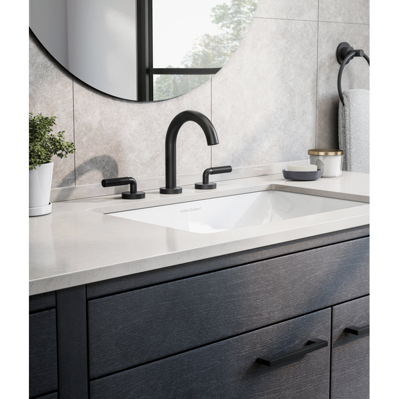 Riu™ Widespread Lavatory Faucet with C-Spout, Black, Lever Handle
