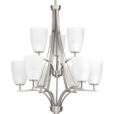 Leap 9 - Light Steel Dimmable Tiered Chandelier