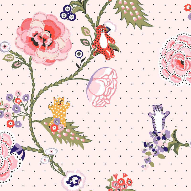 Cath Kidston Catnip Neutral Wallpaper, Pink