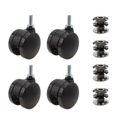 2 in. Black Furniture Swivel Caster for 1-1/8 in. Round