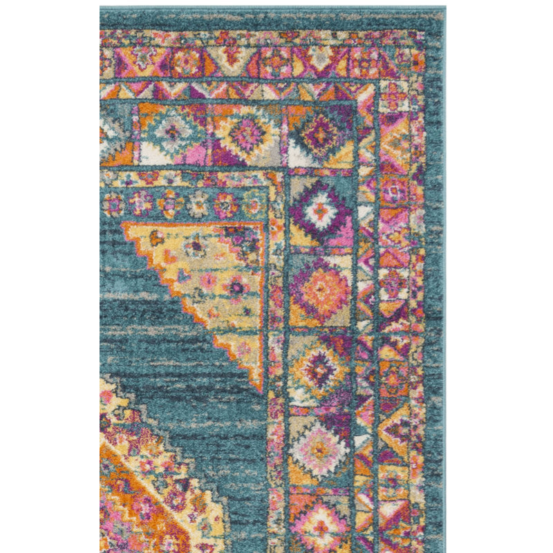Felty Oriental Area Rug, Runner 2'3" x 10', Blue